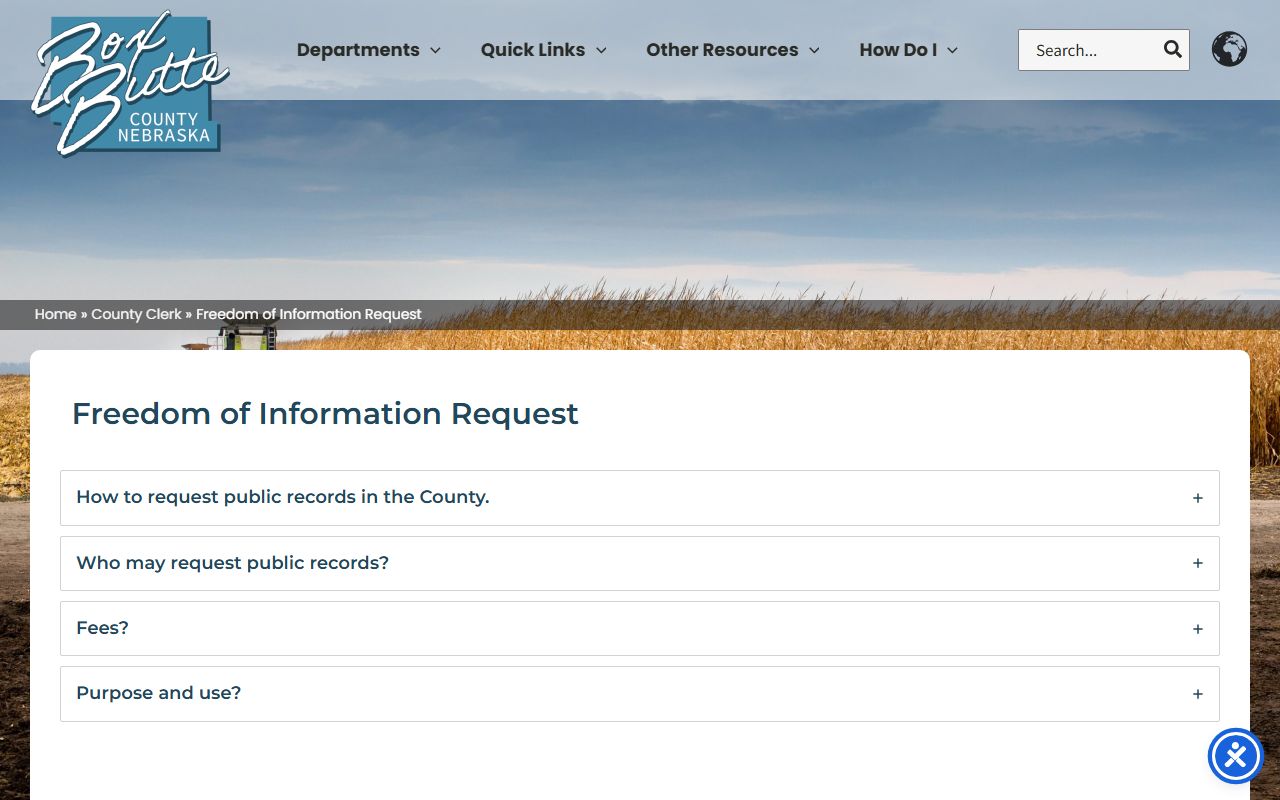 Box Butte County inmate records public records request instructions
