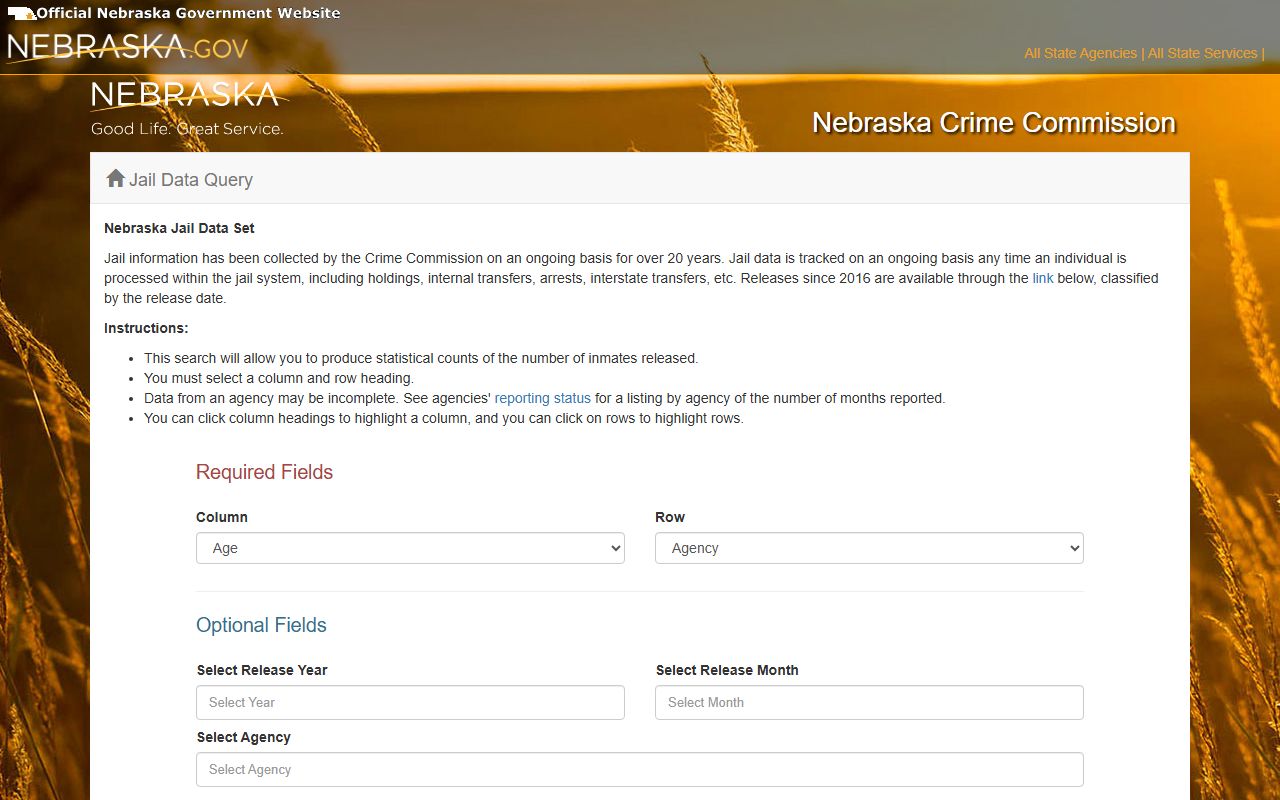 Box Butte County inmate population Nebraska Jail Data Query statistical release search