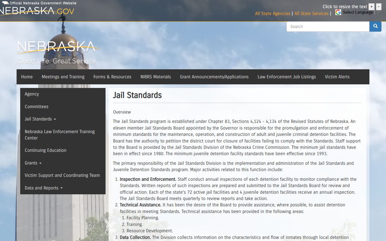 Box Butte County jail records Nebraska Jail Standards Board overview